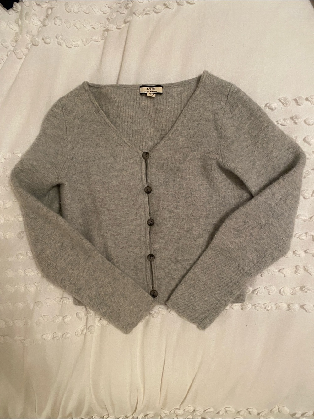 {J. Crew} Light Gray Cashmere Cardigan